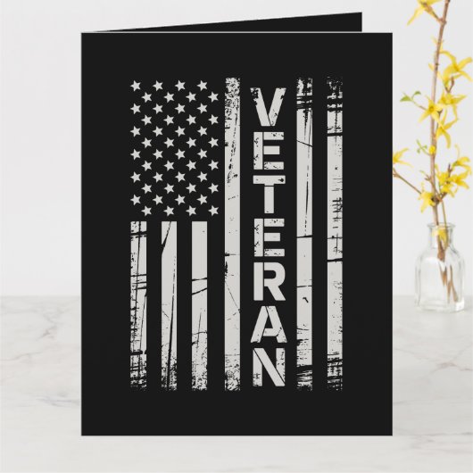 Veteran Patriotic U.S Army American Flag America カード (黄色い花)