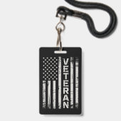 Veteran Patriotic U.S Army American Flag America バッジ (正面(ネックストラップ付))