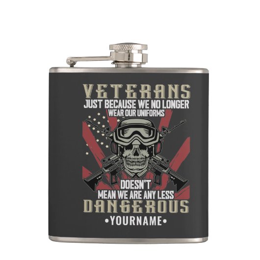 Veteran Patriotic USA Funny Humor フラスク (正面)