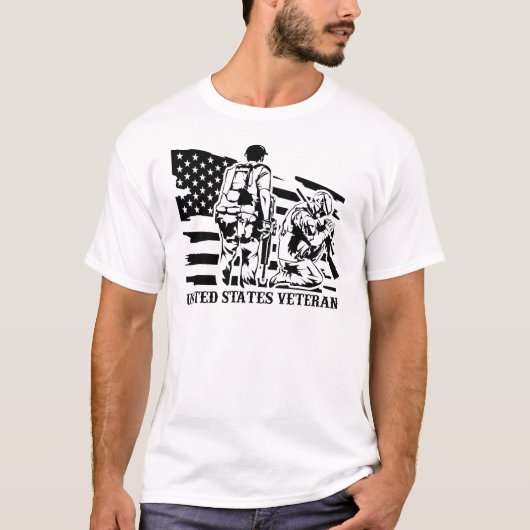 veteran / retired / soldier / us veteran / us flag tシャツ (正面)