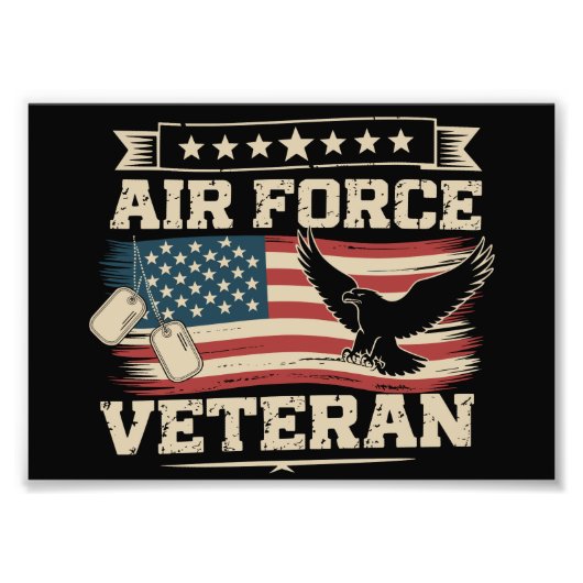 Veteran US Air Force American America Flag  フォトプリント (正面)