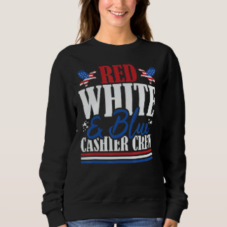 Veteran US Flag Red White & Blue Cashier Crew スウェットシャツ