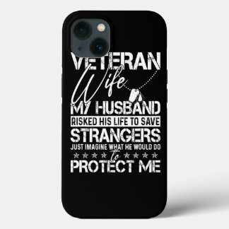 Veteran Wife Army Husband Soldier Saying Cool Mili iPhone 13ケース