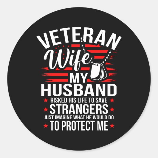 Veteran Wife My Husband Veterans Day ラウンドシール (正面)