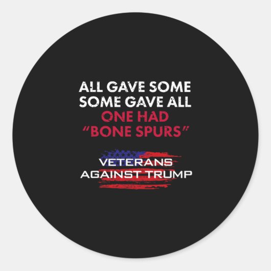 Veterans Anti-trump Draft Dodger Bone Spurs For Ve ラウンドシール (正面)