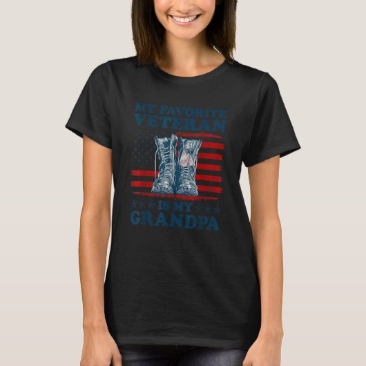 Veterans Day American Flag My Favorite Veteran Is Tシャツ (正面)