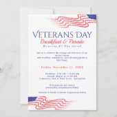 Veterans Day Breakfast Parade Patriotic 招待状 (正面)