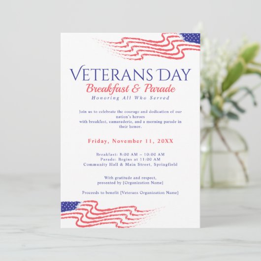 Veterans Day Breakfast Parade Patriotic 招待状 (スタンド正面)