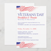 Veterans Day Breakfast Patriotic Parade Fundraiser 招待状 (正面/裏面)