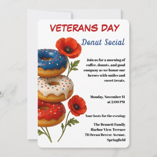 Veterans Day | Donut Social Celebration 招待状 (正面)