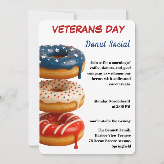 Veterans Day | Donut Social Celebration 招待状 (正面)