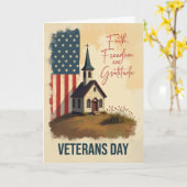 Veterans Day Faith Freedom and Gratitude Chapel カード (黄色い花)