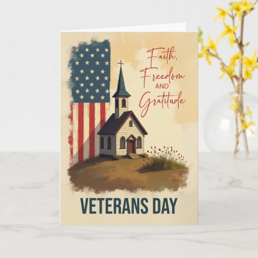 Veterans Day Faith Freedom and Gratitude Chapel カード (黄色い花)