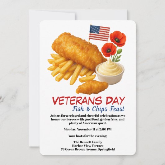 Veterans Day | Fish and chips Celebration 招待状 (正面)