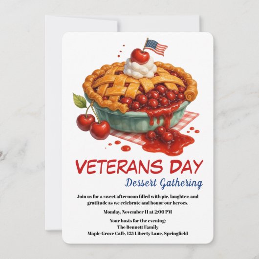 Veterans Day Invitation | Cherry Pie Celebration 招待状 (正面)