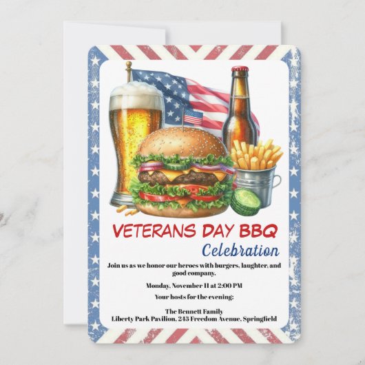 Veterans Day Invitation | Honoring Heroes BBQ 招待状 (正面)