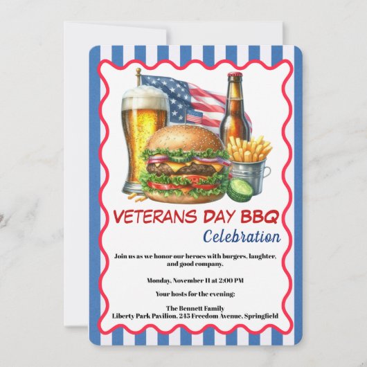 Veterans Day Invitation | Honoring Heroes BBQ 招待状 (正面)