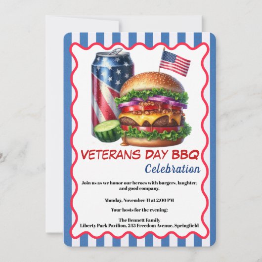 Veterans Day Invitation | Honoring Heroes BBQ 招待状 (正面)