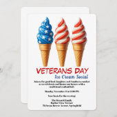 Veterans Day Invitation | Ice cream social party 招待状 (正面/裏面)