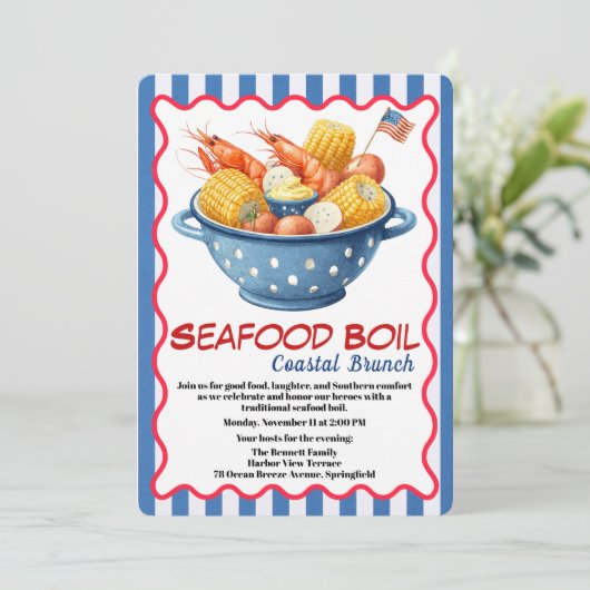 Veterans Day Invitation | Seafood Boil Celebration 招待状 (スタンド正面)