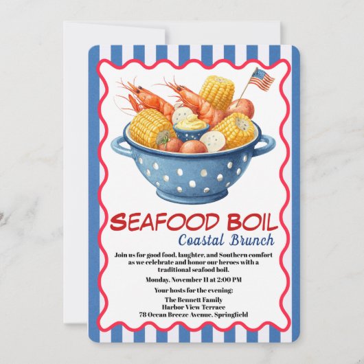 Veterans Day Invitation | Seafood Boil Celebration 招待状 (正面)