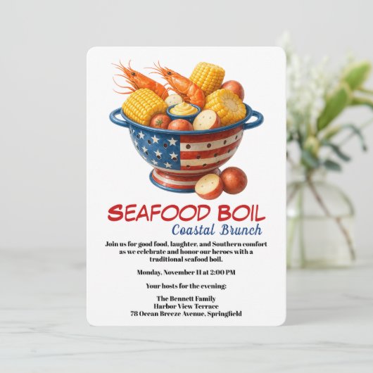 Veterans Day Invitation | Seafood Boil Celebration 招待状 (スタンド正面)