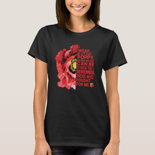 Veterans Day Red Poppy I wear a poppy Tシャツ (正面)
