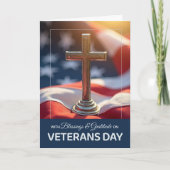Veterans Day Religious Faith Gratitude Cross Flag カード (正面)
