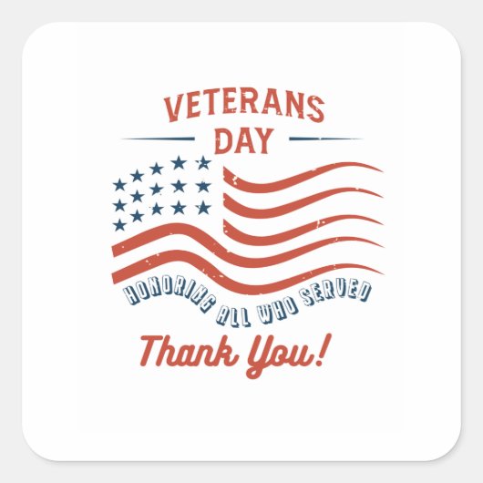 Veterans Day Thank You Sticker スクエアシール (正面)