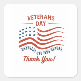 Veterans Day Thank You Sticker スクエアシール