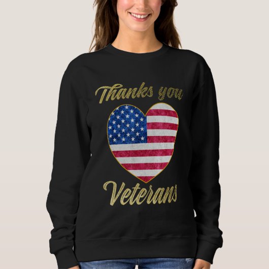 Veterans Day with American flag for Men Dad Women  スウェットシャツ (正面)