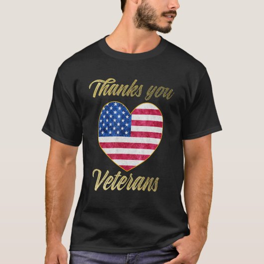 Veterans Day with American flag for Men Dad Women  Tシャツ (正面)