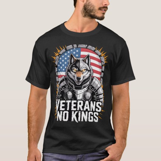 Veterans No Kings Wolf Design for Proud Military Tシャツ (正面)