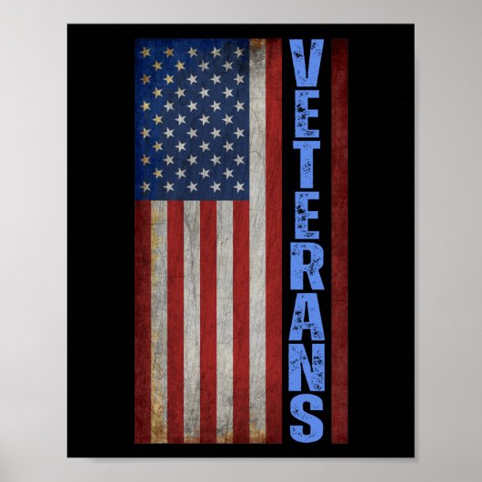 VETERANS USA FLAG 4TH OF JULY Tシャツ ポスター (正面)