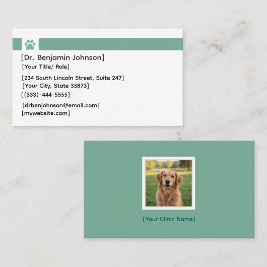 Veterinarian Business Card | Photo Logo 名刺 (正面/裏面)
