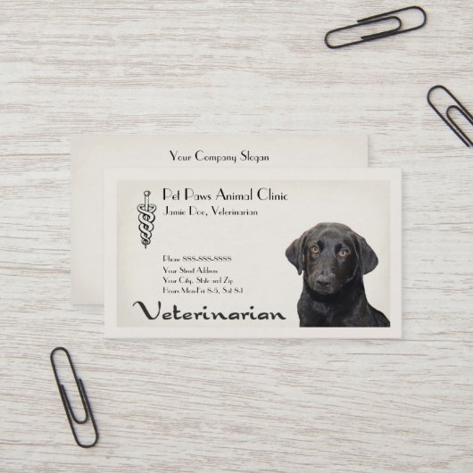 Veterinarian Clinic Animal Hospital Business Card 名刺 (正面/裏面インサイチュ)