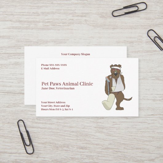 Veterinarian Clinic Animal Hospital Business Card 名刺 (正面/裏面インサイチュ)