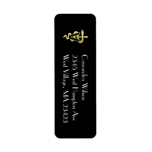 Veterinarian Gold Graduation Return Address ラベル (正面)