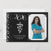 Veterinarian Graduation Black Silver Announcement 招待状 (正面)