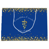 Veterinarian Graduation Blue Gold ラージペーパーバッグ (正面)
