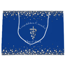 Veterinarian Graduation Blue Silver ラージペーパーバッグ