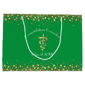 Veterinarian Graduation Green Gold ラージペーパーバッグ (裏面)