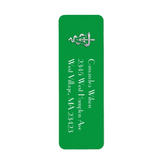 Veterinarian Graduation Green Silver ラベル (正面)