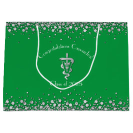 Veterinarian Graduation Green Silver ラージペーパーバッグ