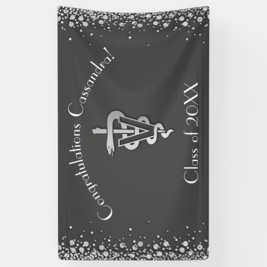 Veterinarian Graduation Grey Silver 横断幕 (縦)