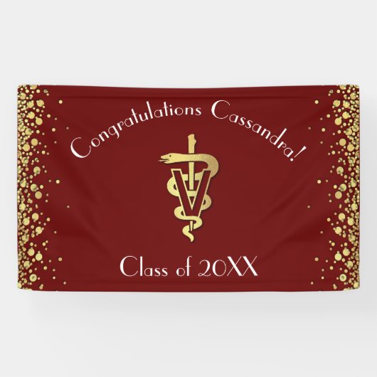 Veterinarian Graduation Maroon Gold 横断幕 (横)
