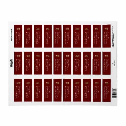 Veterinarian Graduation Maroon Gold Return Address ラベル (フルシート)
