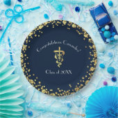 Veterinarian Graduation Navy Blue Gold ペーパープレート (パーティー)