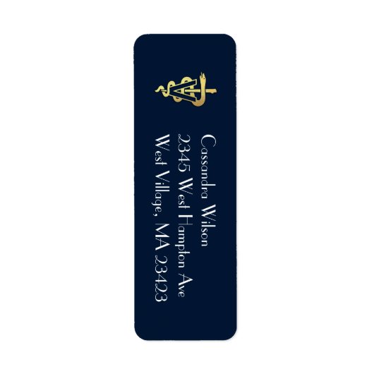 Veterinarian Graduation Navy Blue Gold ラベル (正面)