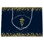 Veterinarian Graduation Navy Blue Gold ラージペーパーバッグ (正面)